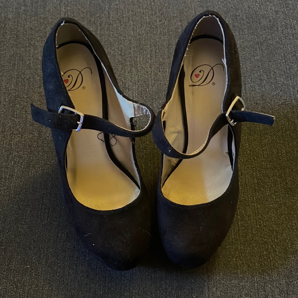 Platform suede Mary Jane wedge